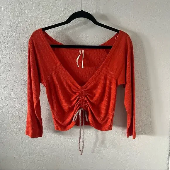 Anthropologie Sabrina Orange Cinched Top - Picture 5 of 10